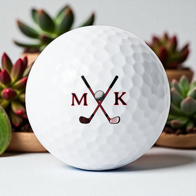 Balles De Golf Logo des clubs traversés Golfer Modern Initials (Créateur téléchargé)