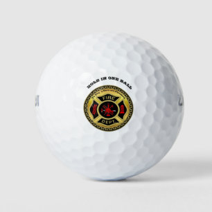 Balles De Golf Logo du service d'incendie Badge noir et or