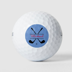 Balles De Golf Logo et nom stylish noir et rouge Joueur de golf
