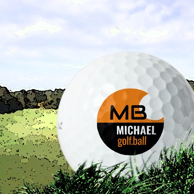 Balles De Golf Logo moderne noir et orange Bal de golf (Créateur téléchargé)