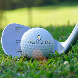 Balles De Golf Logo Monogramme Moderne Papillon Ligne Jaune