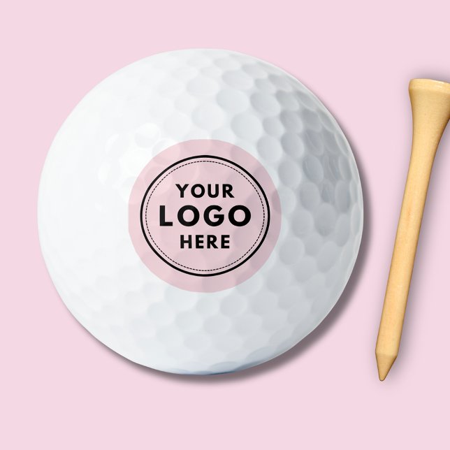 Balles De Golf Logo personnalisé Blush Pink Marque d'entreprise (Simple modern professional business logo corporate branded gold balls)
