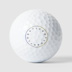 Balles De Golf Logo Rond Personnalisé avec Cadre Bleu Argent Doré