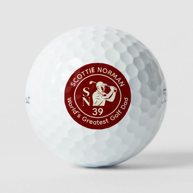 Balles De Golf LOGO rouge foncé "Le plus grand papa de golf du mo (Recto)
