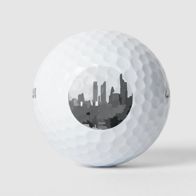 Balles De Golf Londres Angleterre Skyline en noir et blanc (Devant)