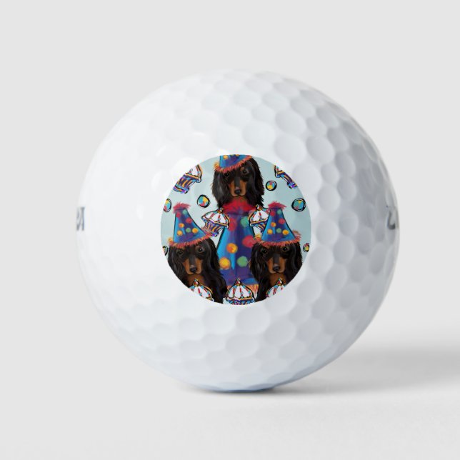 Balles De Golf Longue HairedBlack Dachshunds (Devant)