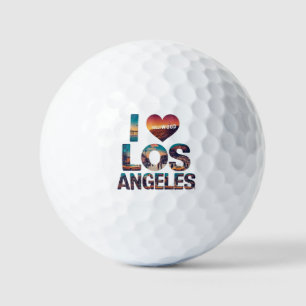 Balles De Golf Los Angeles Skyline Sunset & Hollywood Typographie