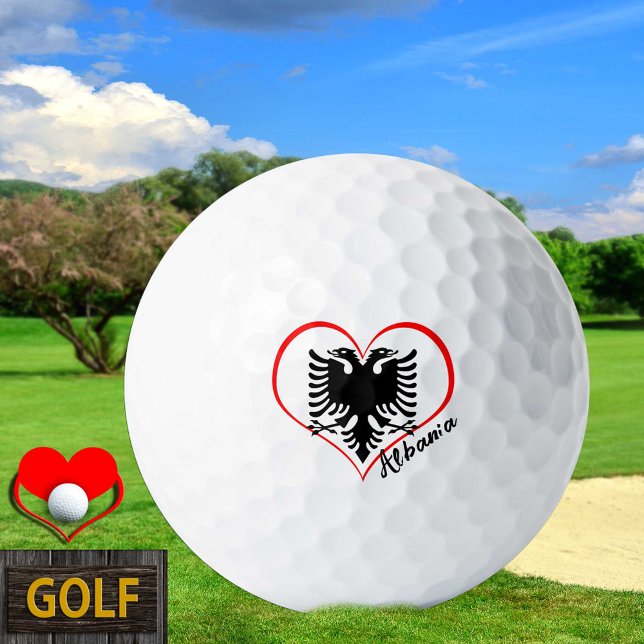 Balles De Golf Love Albanie Golf Balls, drapeau albanais, Coeur (Créateur téléchargé)