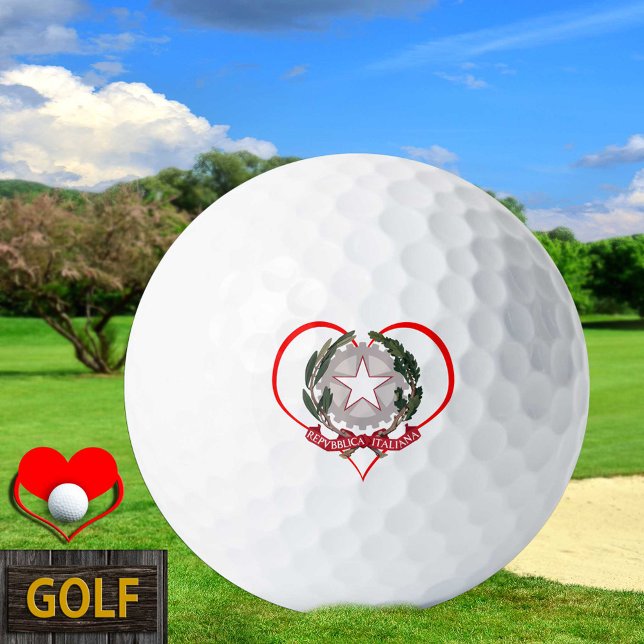 Balles De Golf Love Italie Golf Balls, drapeau italien, Coeur (Créateur téléchargé)