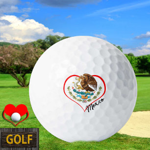 Balles De Golf Love Mexico Golf Balls, drapeau mexicain, Coeur