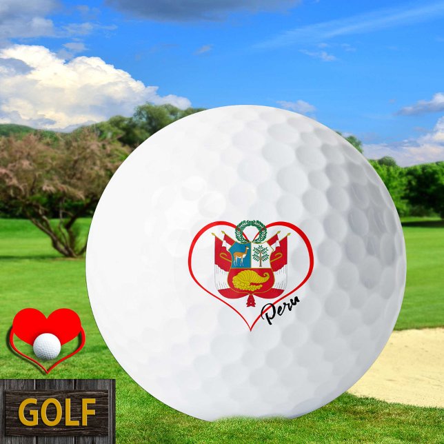 Balles De Golf Love Peru Golf Balls, drapeau du Pérou, Coeur (Créateur téléchargé)
