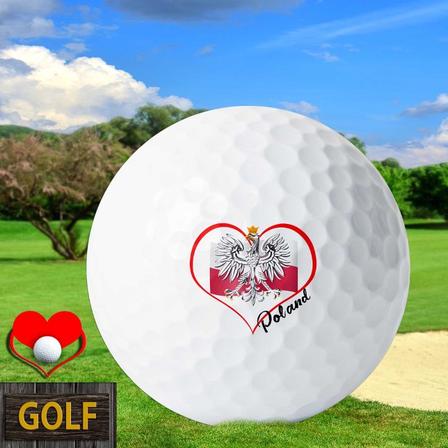 Balles De Golf Love Pologne Golf Balls, drapeau polonais, Coeur (Créateur téléchargé)