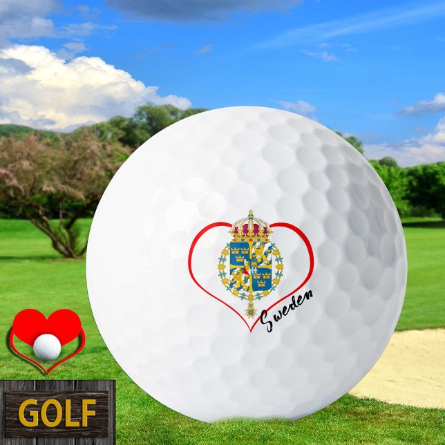 Balles De Golf Love Suède Golf Balls, drapeau suédois, Coeur (Créateur téléchargé)