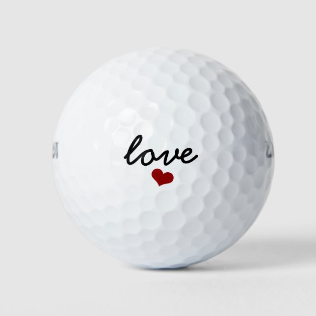 Balles De Golf Love typographie coeur rouge (Devant)