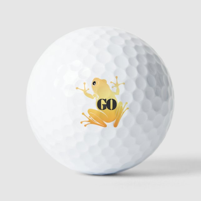 Balles De Golf Lucky Gold Frog Illustration "GO" Custom (Recto)