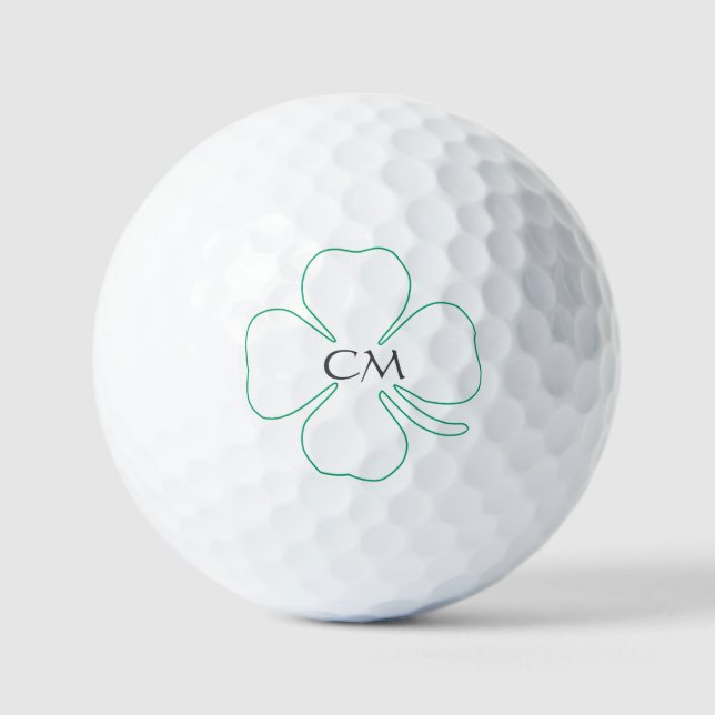 Balles De Golf Lucky Green Clover avec Monogramme (Recto)