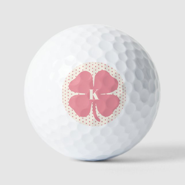 Balles De Golf Lucky Pink Clover avec Monogramme (Recto)