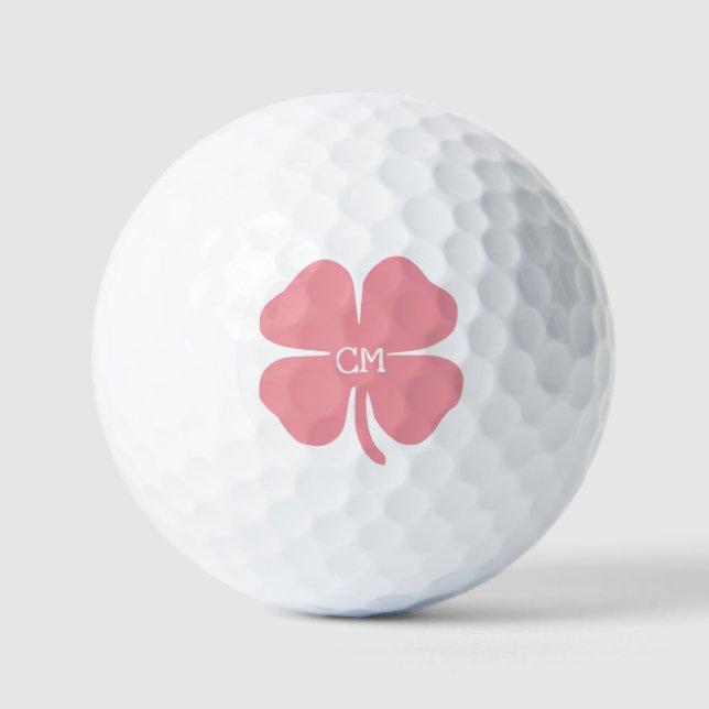 Balles De Golf Lucky Pink Clover avec Monogramme (Recto)