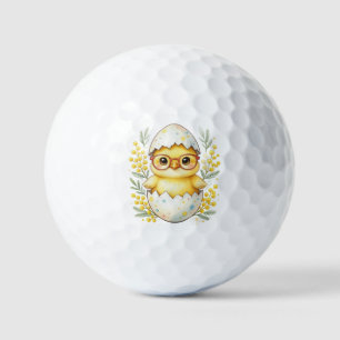 Balles De Golf Lunettes Mignon Poussin de Pâques Fleur de Mimosa