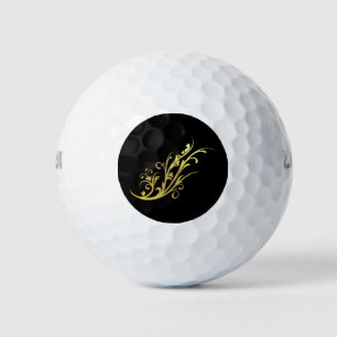 Balles De Golf Luxe Abstrait Fleur en Or Faux