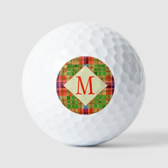 Balles De Golf MAC RAE TARTAN Golf Balls + Initiale (Recto)