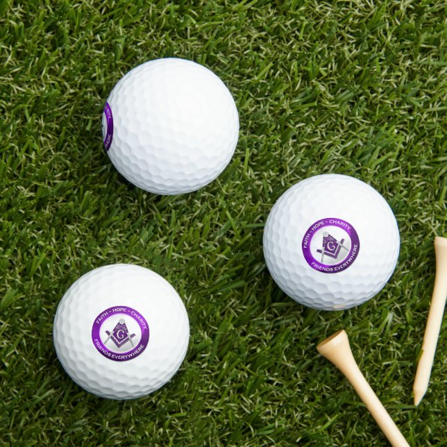 Balles de golf maçonniques violettes (Herbe in situ)