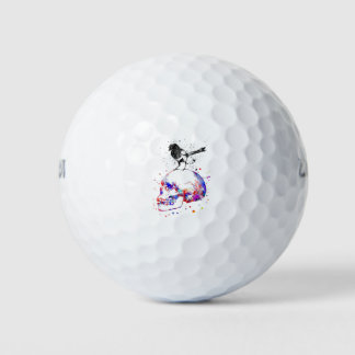 Balles De Golf Magpie sur un crâne