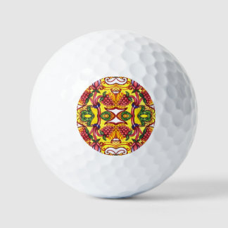 Balles De Golf Main Dessinée : Élégance Ornementale Florale.