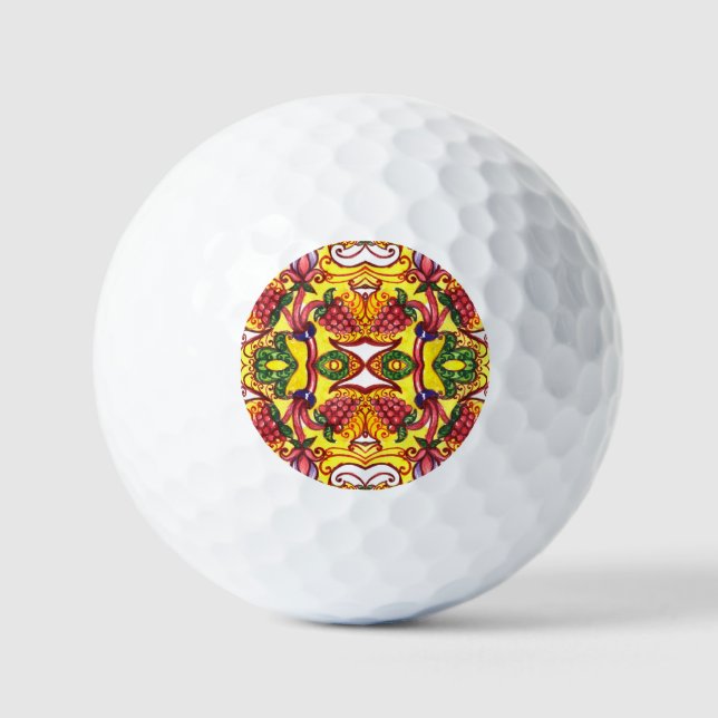 Balles De Golf Main Dessinée : Élégance Ornementale Florale. (Recto)