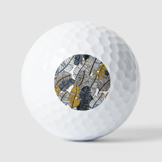 Balles De Golf Main tirée : Feuilles tropicaux (Recto)