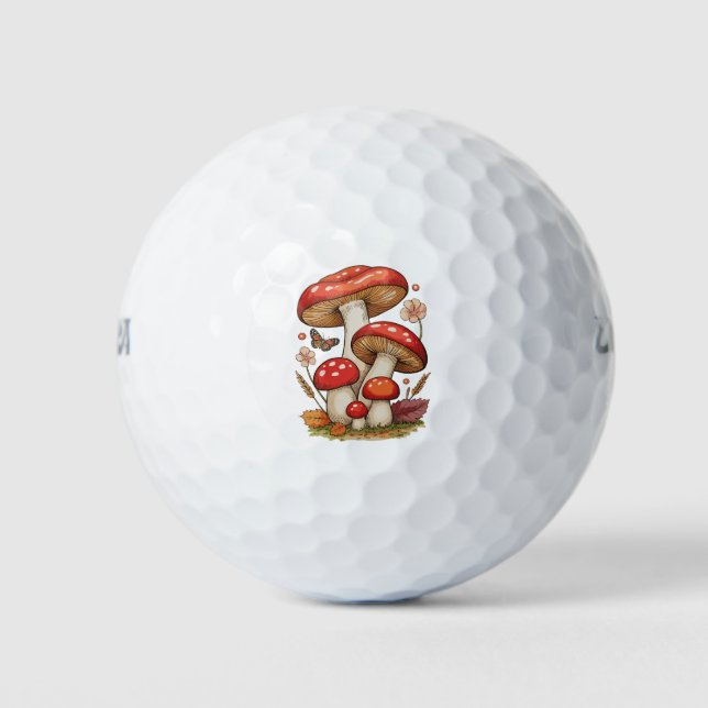 Balles De Golf Maisonnette Champignons Sublimation Goblincore (Devant)
