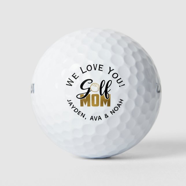 Balles de Golf Maman Golfeuse en Or (Devant)
