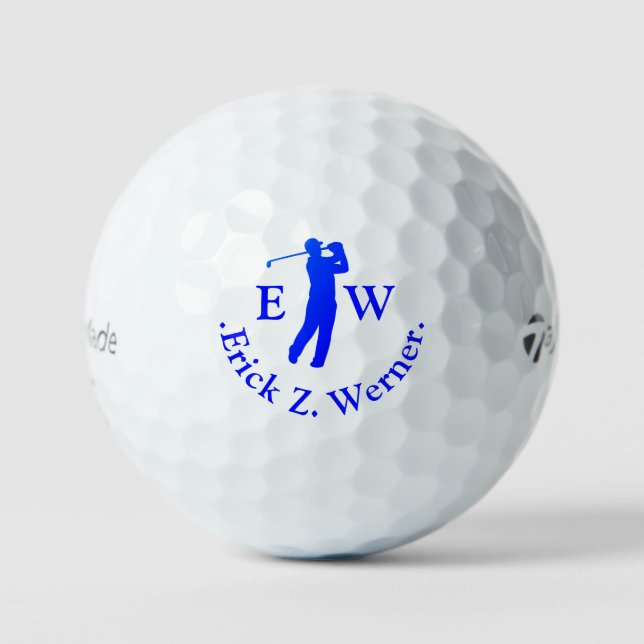 Balles De Golf Man Golfer Classy Blue Monogram  (Recto)