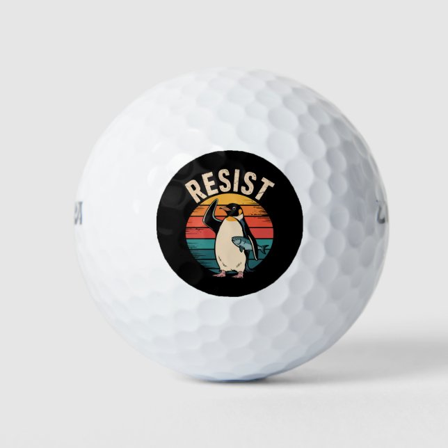 Balles De Golf Manchot drôle résiste à la protestation contre les (Devant)