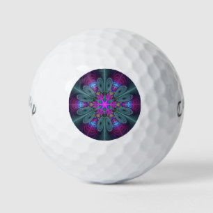 Balles De Golf Mandala Colorful Striant Fractal Art Kaleidoscope