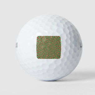 Balles De Golf Mandala de Noël bicolore vert et rouge et blanc