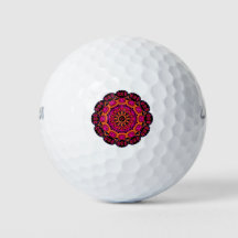 Mandala Golf Balls - rose, rouge, violet et orange