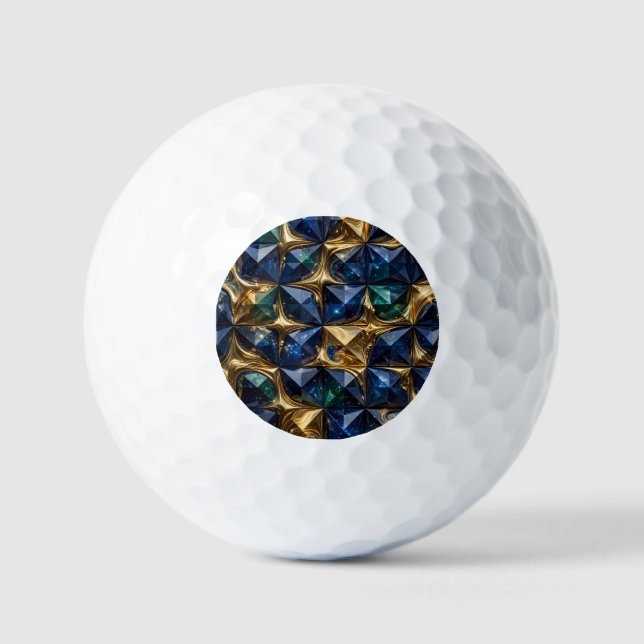 Balles De Golf Marbre Géométrique Rubis Bleu Luxe (Recto)