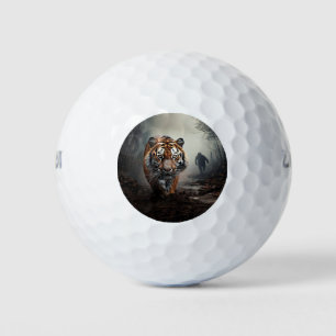 Balles De Golf Marcher Vieille forêt surréelle de tigres noirs et