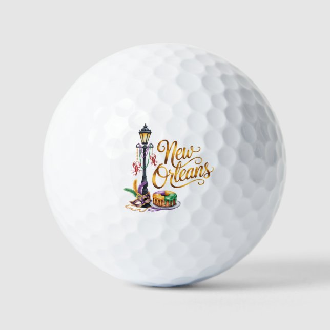 Balles De Golf Mardi Gras New Orleans illustration (Recto)