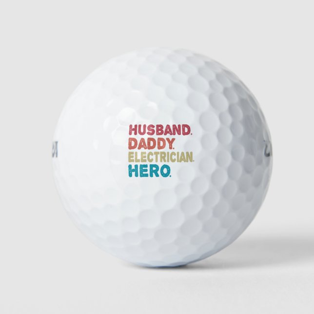 Balles De Golf Mari papa Electrician hero Funny Retro Cadeau (Devant)