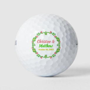 Balles De Golf Mariage Faveur Irlandais Clover Wreath Calligraphi