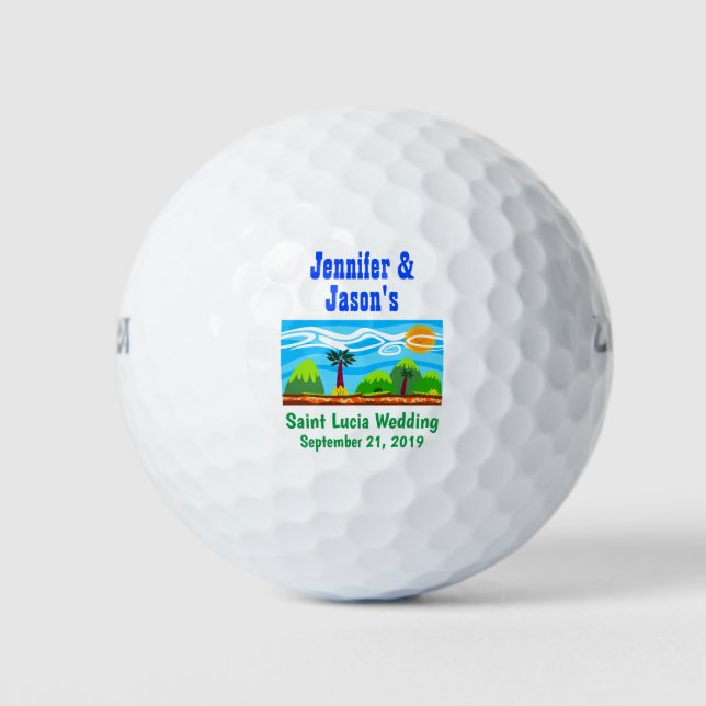 Balles De Golf Mariage Favor Beach Destination Tropicale (Devant)