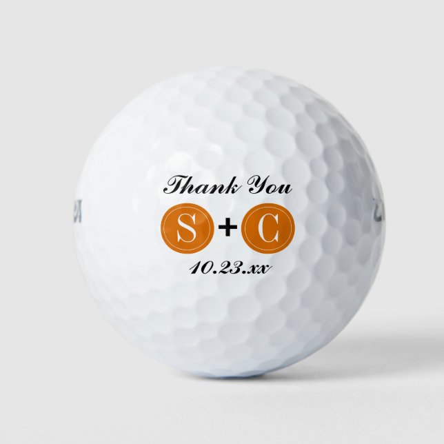 Balles De Golf Mariage Favor Monogramme Initiales Merci (Devant)