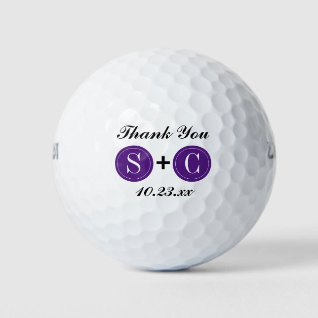 Balles De Golf Mariage Favor Monogramme Initiales Merci (Devant)
