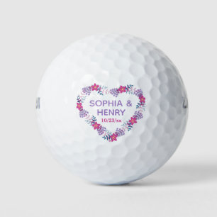 Balles De Golf Mariage Favor Rustique Floral Heart Golf Balls