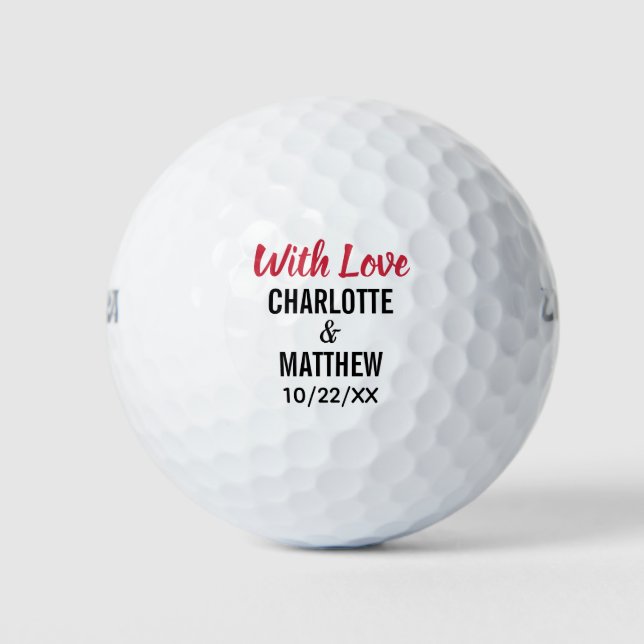 Balles De Golf Mariage Favoriser Merci Avec Amour (Devant)
