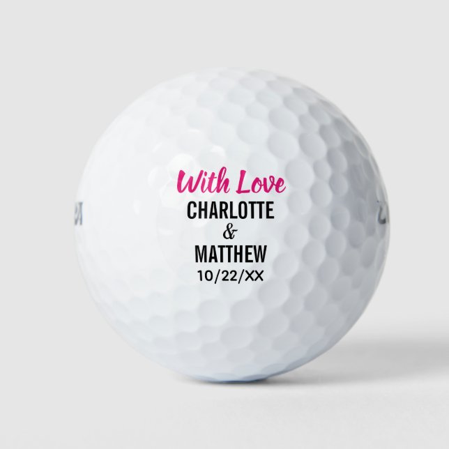 Balles De Golf Mariage Favoriser Merci Avec Amour (Devant)