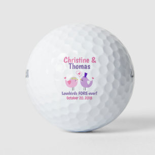 Balles De Golf Mariage Lovebirds rose pourpre Faveur