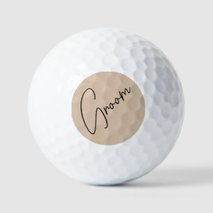 Balles De Golf Mariée Moderne   Écriture Beige + Noir